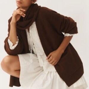 By Anthropologie Cardigan Sweater with Scarf, Brown